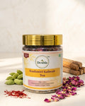 Jar of Kashmiri Kahwah tea withDeshla branding on a light background