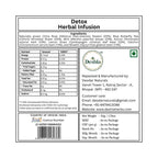 Detox Herbal Infusion label with nutritional information and contact details on a white background