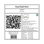 Label for Royal Silajit Resin with Deshla logo and contact information.