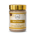 Jar of Deshla Royal Triphala with gold lid on a white background